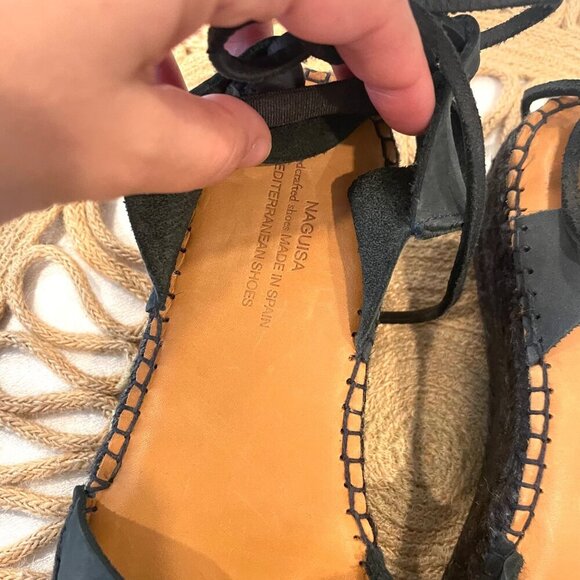 Naguisa Limolita Espadrilles Sandals Black Suede Size EU 37 - Picture 3 of 10